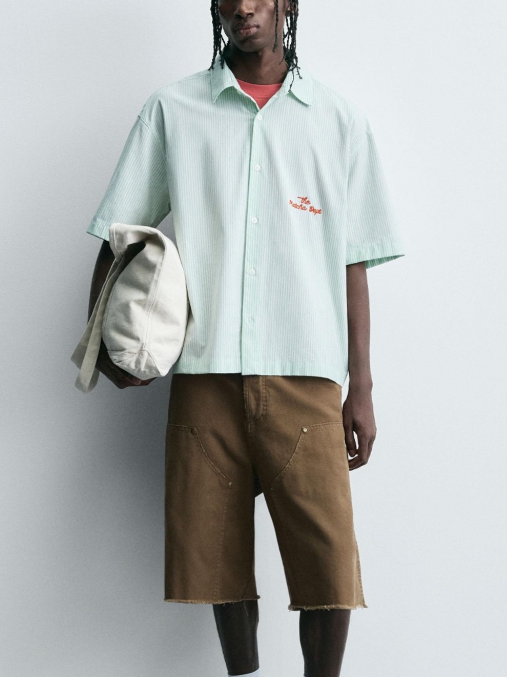 ZARA men’s striped relaxed fit shirt with print